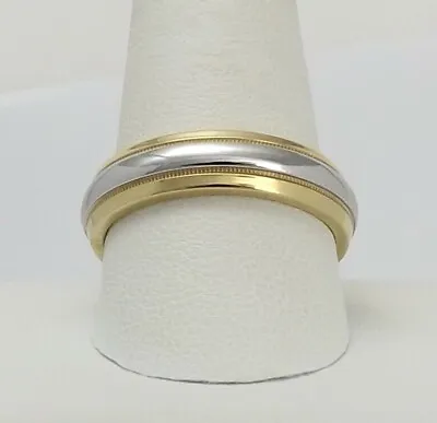 Platinum 18k Gold Two Tone Comfort Fit Mens Wedding Band Thumb Ring Unisex 14gr • $1800.25