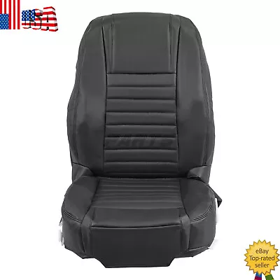 For 2007 2008 2009 Ford Mustang Driver Bottom-Top Black Leather Seat Cover • $90.97