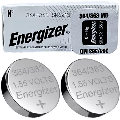 2 X Energizer AG1 364/363 SB-AG SR60 SR621SW Watch Batteries • £2.49