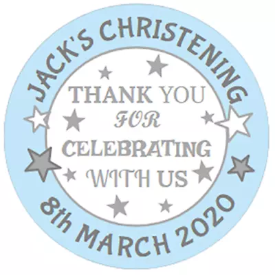 £3.95 • Buy 48 Personalised Christening Baptism  Party Bag Stickers Sweet Cone Labels  40mm 