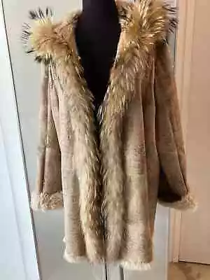 Cedric's Minneapolis Sheepskin Raccoon Fur Hooded Coat Size Xxl • $220