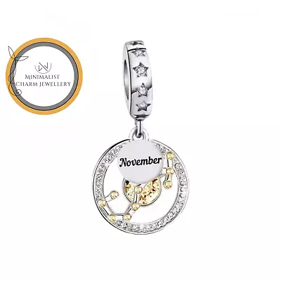 November Birthstone Charm Birthstone Charm Silver Charm Women Gift Charm • $26.39