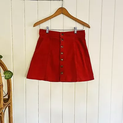 $40 • Buy 🌱 ARNHEM Sz 10 Rust Red Corduroy A-Line Mini Buttons