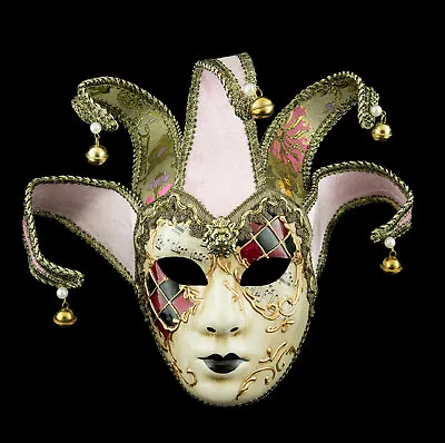 Mask From Venice Volto Jolly Red Black IN 5 Spikes Carnival Fancy Dress - 1633 • $98.26