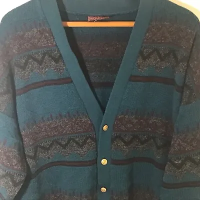 Vintage Mens Grandpa Style Cardigan Sweater 100% Wool New Zealand Bay Road • $22