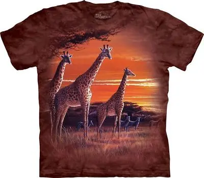 £29.99 • Buy SUNDOWN AFRICAN ANIMALS The Mountain T Shirt Giraffe Zebra Sunset Unisex