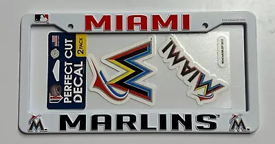 Miami Marlins License Plate Frame Fan Pack-Includes Two Decals • $14.99