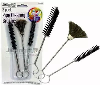 3 X Pipe Cleaning Brushes Glass Tube Brush Nylon Baby Bottle Sink Plug Cleaner  • £2.40