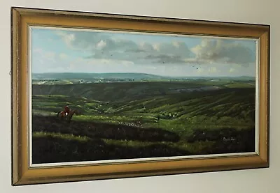 £950 • Buy DONALD AYRES (b.1936 ) Very Large Fox Hunting Oil Painting Huntsman-Hounds-Moors