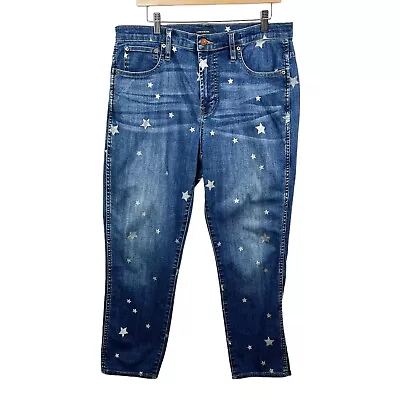 J. Crew Jeans Women's 31 Blue Vintage Straight Star Print Ankle Denim High Rise • $24.88