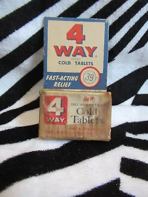 Vintage 4 Way Tablets Medicine Box Ad Fast Acting Cold Tablets Unopened St Louis • $14.95