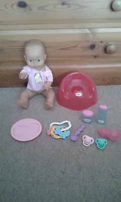 Zapf Creation Baby Born Bath Doll Potty Rattle Dummies Bottle Accessories BUNDLE • £25
