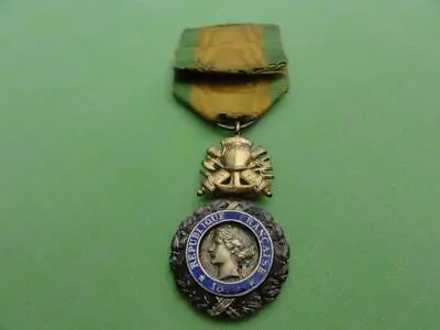 $40 • Buy French Valor Medal Sterling Silver Gold Plated & Enamel Or Military Medal WWI