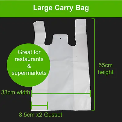 (Reusable 40um) Heavy Duty Plastic Singlet Carry Bags White Grocery Shopping Bag • $98.80