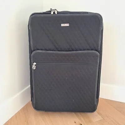 Vera Bradley 26x18 Black Expandable Upright Rolling Suitcase Luggage Lock & Key • $115