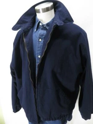 $44.50 • Buy GANT Navy Blue Harrington Zip Front Bomber Jacket Plaid Lining Logo Patch XL G21