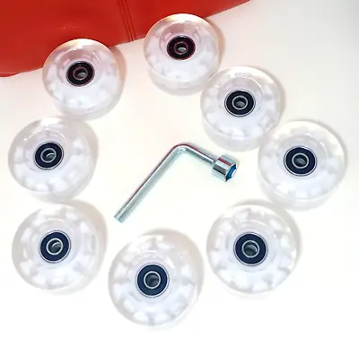 8 X Skateboard Wheels Roller Skate White LED Light Up W/ Bearings 32x58 Mm • $28