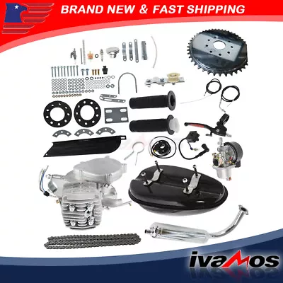 80cc 2Stroke Cycle Bike Engine Motor Petrol Gas Kit For Motorized Bicycle Silver • $96.73