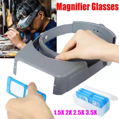 Head Magnifier Glasses Magnifying Visor Glass Headband With 4 Replacement Lens • £13.99