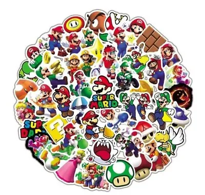 50 X Super Mario Bros Stickers Books Laptop Party School Bags Bottle Travel • £3.99