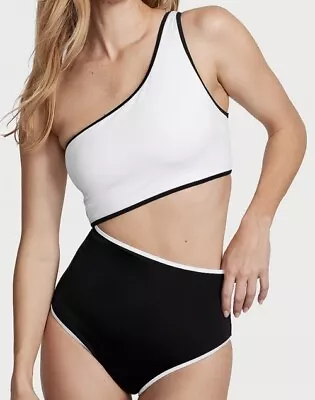 Victoria’s Secret Women XL BLACK/White Twist Monokini Cutout One-Piece Swimsuit • $40