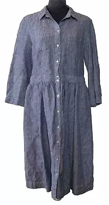 Malvin Hamburg Germany I Love Linen Women's Dress Size US 10 Blue White Striped • $17.49