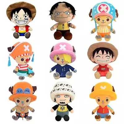 25CM One Piece Anime Plush Luffy Ace Chopper Zoro Law Cute Doll Toy Figure • $26.39