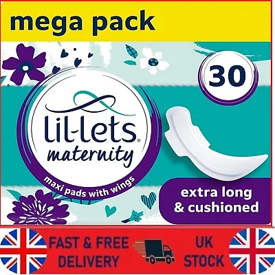 Maternity Pads 30 X Extra Long Maxi Thick Pads With Wings 3 Packs Of 10 Pads • £6.49