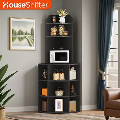 Corner Bookshelf 6 Tier Wood Bookcase USB Charging Home Storage Rack Display • $99.99