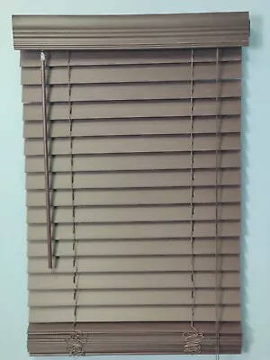 2  Faux Wood Window  Blinds 31W X 64L Mahogany Plantation Style CLOSE-OUT • $21