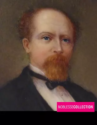 ANTIQUE 1860s FRENCH MINIATURE HAND PAINTED GOUACHE MAN WITH RED BEARD PORTRAIT • £261.29