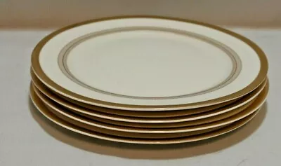 Shabby Chic Fine Porcelain 8  Salad Plates White With Gold Trim New • $48.90