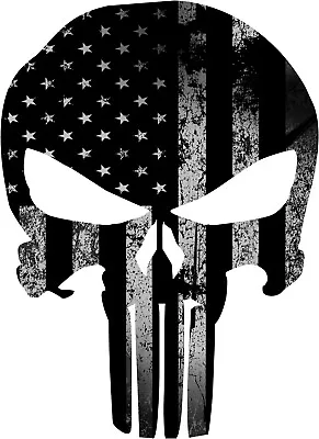 Punisher American Flag Black And Gray Skull Vinyl Decal Matte Sticker Laminated • $8.99