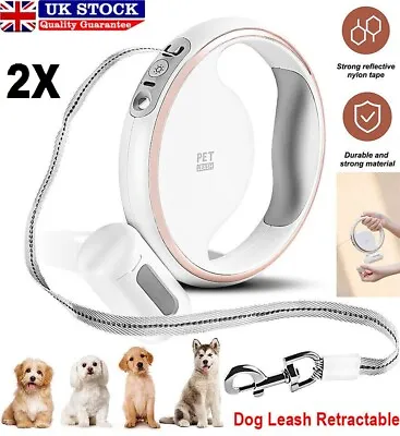2X Dog Leash Retractable LED Light Pet Walking Leash Dog Lead Extendable Long UK • £35.75