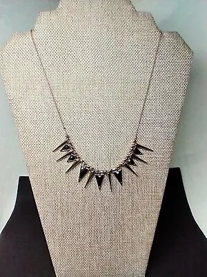 Gold Tone &Black Facetted Triangle Spike Necklace Ranges 8.25-10.25 Inches • $8