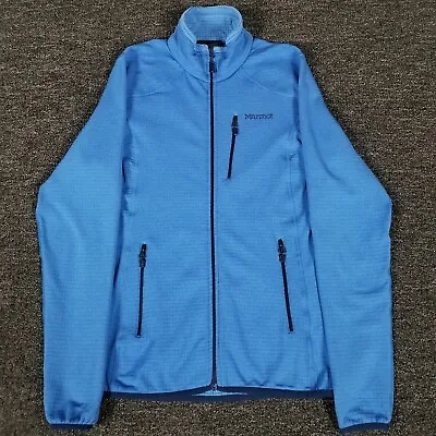 Marmot Jacket Mens Small Blue Waffle Knit Full Zip Mock Outdoor Running Casual • $22.99