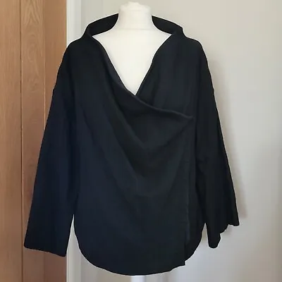 £85 • Buy Annette Gortz Black Boiled Wool & Knit Jacket Size 10 Scoop Neck Pocket Vgc