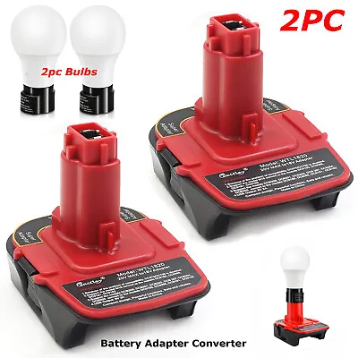 £21.99 • Buy 2pc Battery Adapter Converter For Dewalt DCA1820 18V 20V Milwaukee M18 XRP Bulbs
