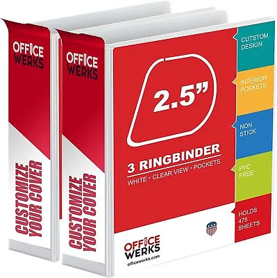 Ring Binder Depot 3 Professional Angle D Ring Binder 2.5 Inch. White (2 Pack) • $25.99