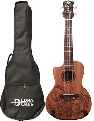 Luna Guitars Ukulele Concert Tattoo LEFTY W/Preamp UKE TEC MAH L • $139.99