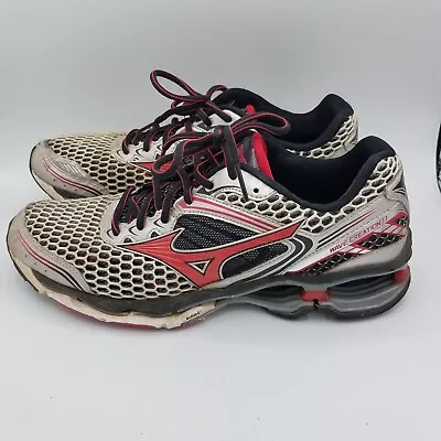 Mizuno Wave Creation 17 Women's 10.5 Black Red Gray Running Sneakers Shoes • $34.99