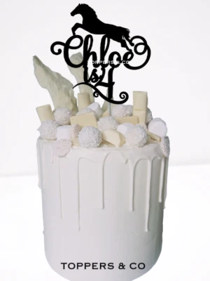 $14.50 • Buy Personalised Custom Cake Topper Birthday Horse Riding Pony Unicorn Any Name Age