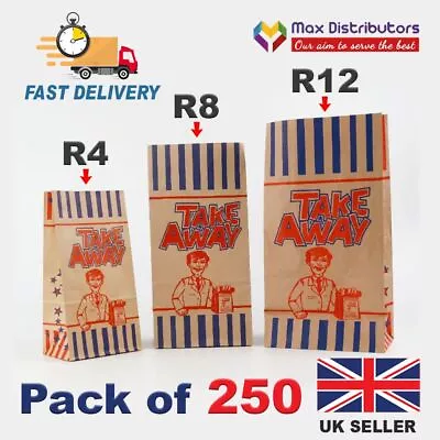 Paper Takeaway Bags R4/R8/R12 Best For Hot Or Cold Food (PACK OF 250) • £14.99