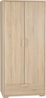 Oak Effect 2 Door 1 Drawer Wardrobe W85cm X D55cm X H188cm CAMBRIDGE  • £289