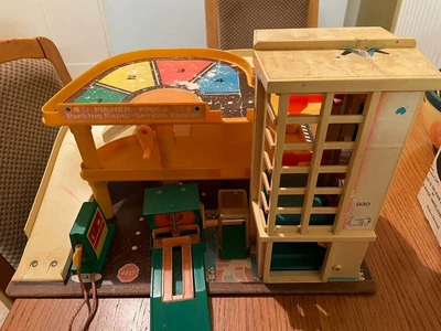 £19.99 • Buy Vintage Fisher Price Car Garage Station Elevator Ramp Turntable 1980s Retro Toy