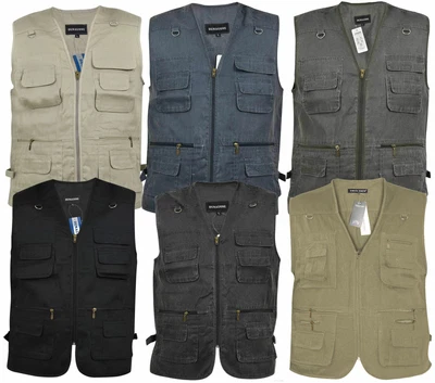 £9.94 • Buy New Mens Quality Safari Waistcoat Gilet Fishing Hunting Hiking Jacket Bodywarmer