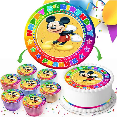 Mickey Mouse Birthday Personalised Edible Cake Topper & Cupcake Toppers Iv242 • £7.99