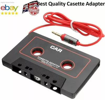 Car Cassette Casette Tape MP3 MP4 Player CD IPod IPhone 3.5mm AUX Audio Adapter • £3.49