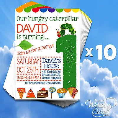 £5 • Buy 10 Hungry Caterpillar Birthday Invitations Invites Cards Girls Boys Kids Party  