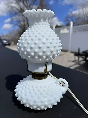 Fenton White Hobnail Milk Glass Electric Courting Lamp - Working • $25